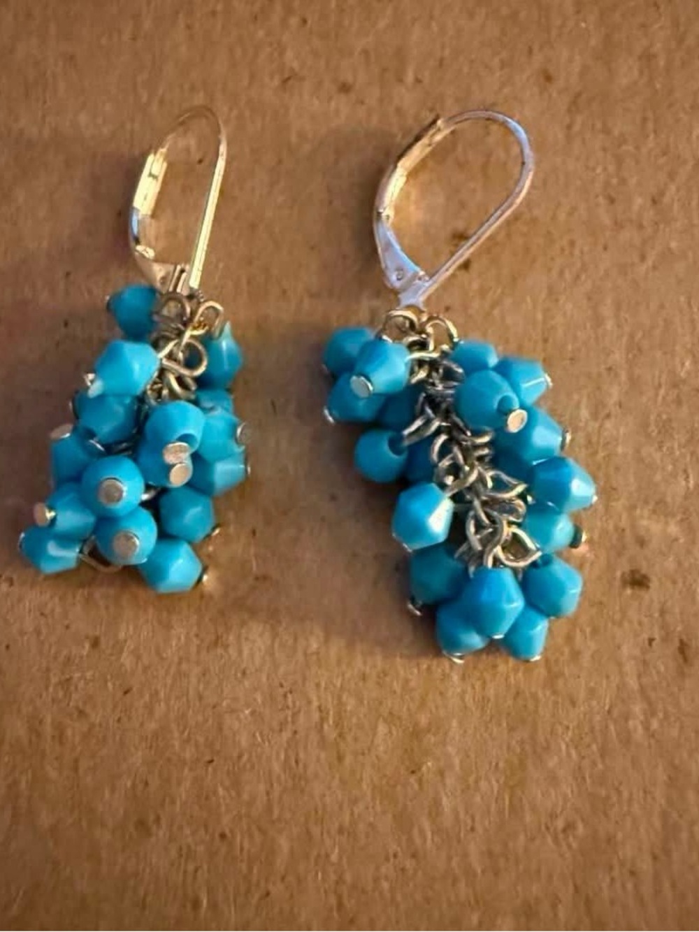 Turquoise Bead Cluster Drop Earrings -
